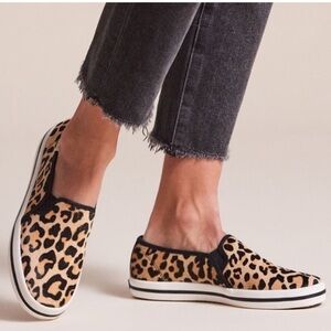 Keds x Kate Spade Double Decker Size 7.5 Calf Hair Leopard Print Sneakers